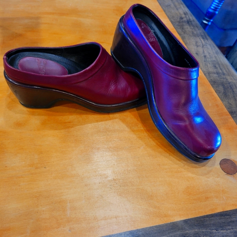 Dansko Burgundy Leather Clogs